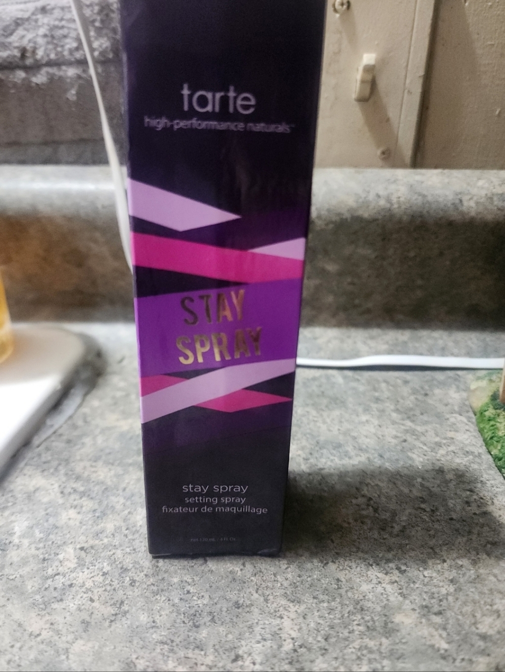 tarte Stay Spray Setting Mist in Purple and Pink Box